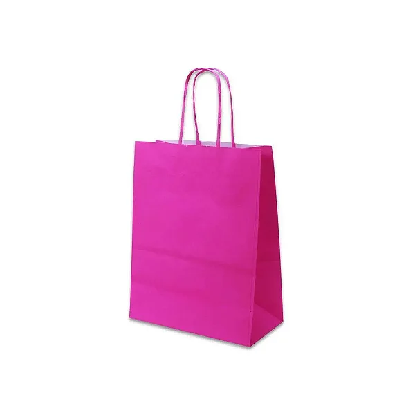 SACOLA PAPEL KRAFT ROSA PINK 13,5X8X16 C/10