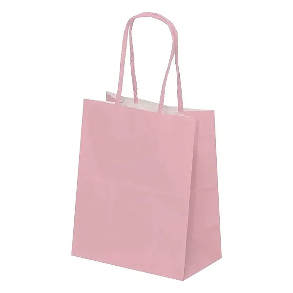 SACOLA PAPEL KRAFT ROSA BEBE 13,5X8X16 C/10