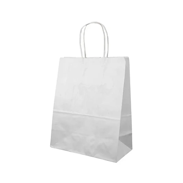 SACOLA PAPEL KRAFT BRANCA 13,5X8X16CM COM 10 UNIDADES