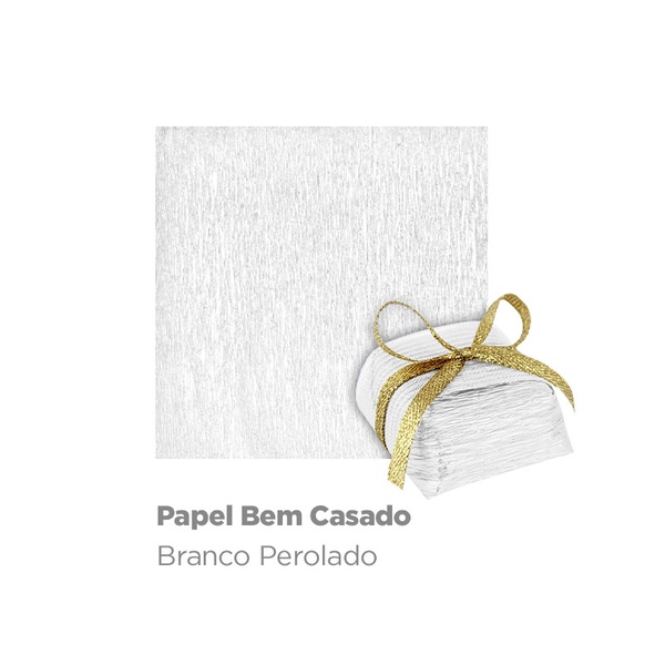 PAPEL PARA BEM CASADO PEROLADO BRANCO C/40
