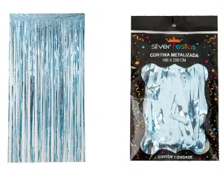 CORTINA METALIZADA AZUL BEBE 100X200CM