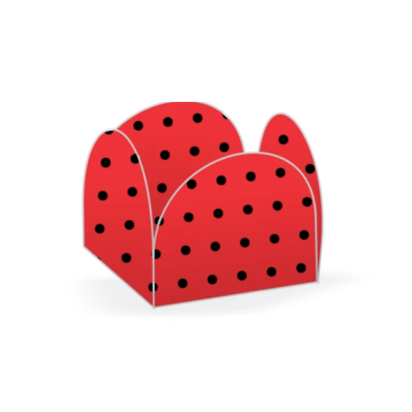 FORMA 4 PETALAS VERMELHO BOLINHA PRETA C/50 UND