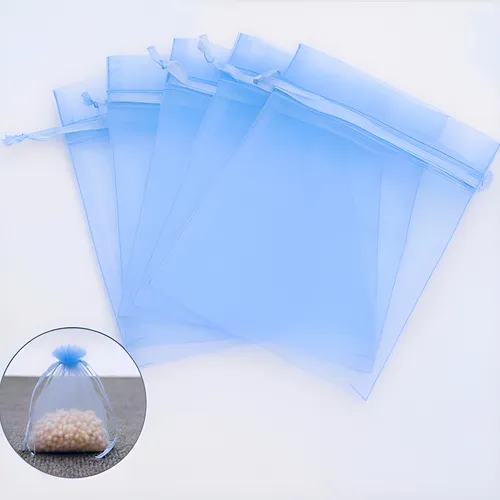 SACOS ORGANZA 7X9 AZUL BEBE C/10