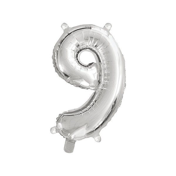 BALAO METALIZADO PRATA 40CM N.9