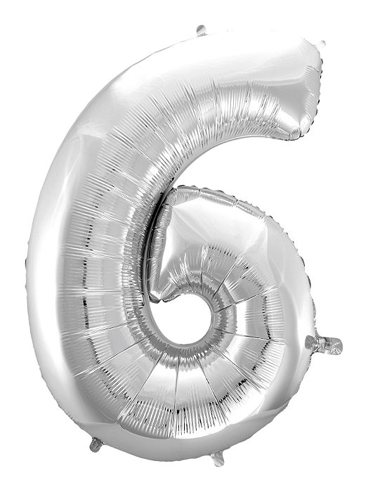 BALAO METALIZADO PRATA 40CM N.6