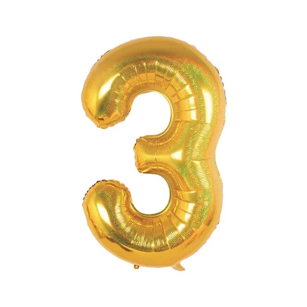 BALAO METALIZADO DOURADO 40CM N.3