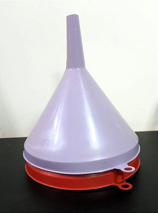 FUNIL GRANDE 18CM LILAS/VERMELHO