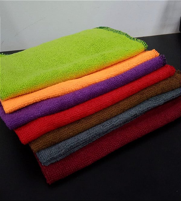 TOALHA MICROFIBRA 40X40 VERMELHA/CINZA/MARROM/ROXA/LARANJA E VERDE NEON