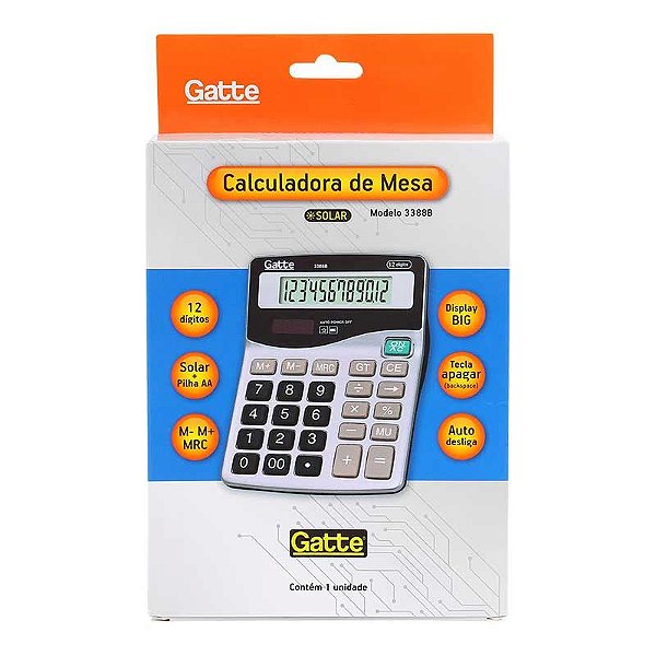 CALCULADORA DE MESA MODELO 8837B GATTE PRETA