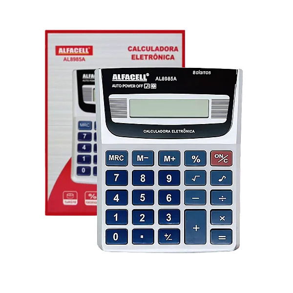 CALCULADORA DE MESA MOD AL8985A ALFACELL CINZA