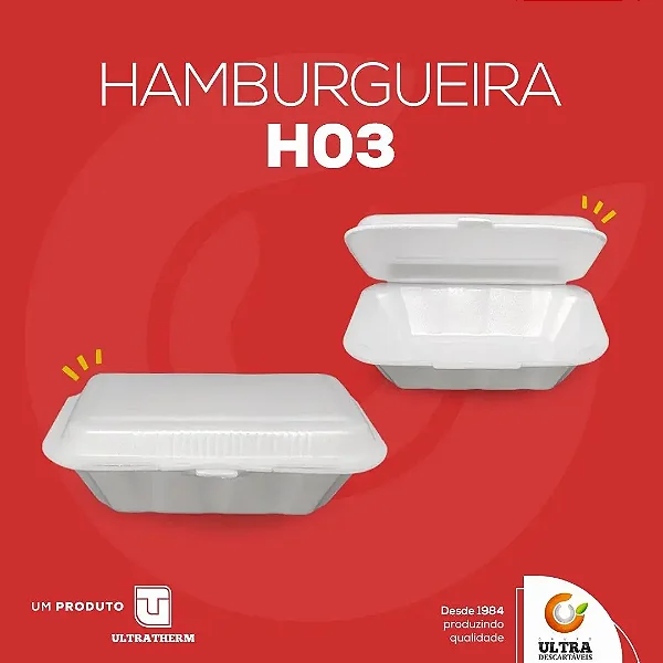 HAMBURGUEIRA H03 (CH101) BRANCA C/100 UND TAMPA ARTICULADA