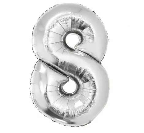 BALAO METALIZADO PRATA 40CM N.8