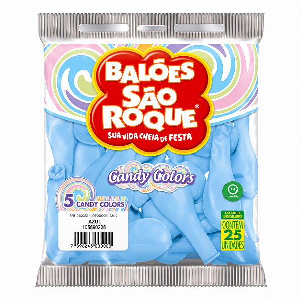 BALAO CANDY COLORS BEXIGA FESTA N°5 AZUL C/25 UNIDADES