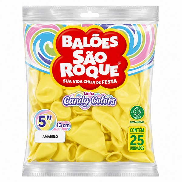 BALAO CANDY COLORS AMARELO TAMANHO 5 C/25 UNIDADES