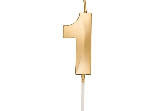 VELA MINI DESIGN DOURADA NUMERO 1