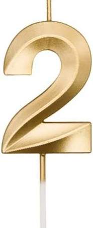 VELA MINI DESIGN DOURADA NUMERO 2