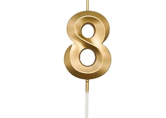 VELA MINI DESIGN DOURADA NUMERO 8