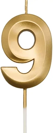 VELA MINI DESIGN DOURADA NUMERO 9