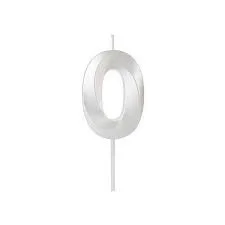 VELA MINI DESIGN BRANCA PEROLIZADA NUMERO 0