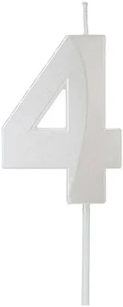 VELA MINI DESIGN BRANCA PEROLIZADA NUMERO 4