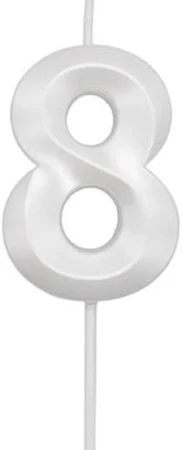 VELA MINI DESIGN BRANCA PEROLIZADA NUMERO 8