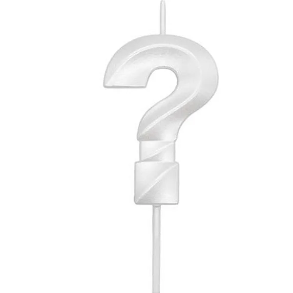 VELA MINI DESIGN BRANCA PEROLIZADA INTERROGACAO