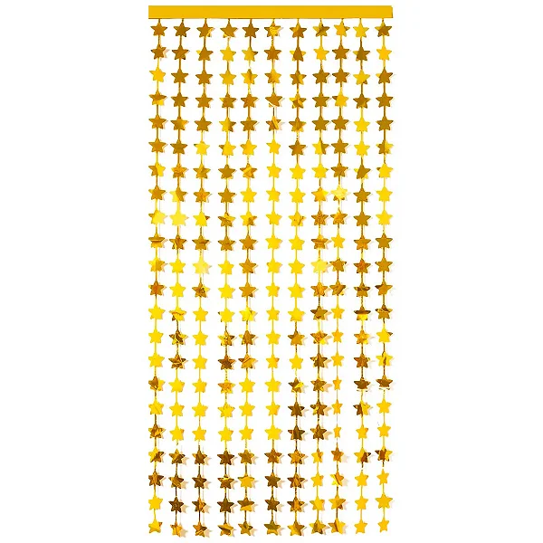 CORTINA METALIZADA ESTRELA DOURADA 100X200CM