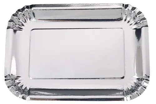 PRATO PAPEL RETANGULAR PRATA C/5 UND 19x27