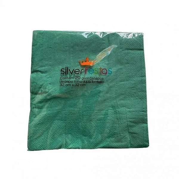 GUARDANAPO VERDE FOLHA DUPLA 32X32CM C/20 UND