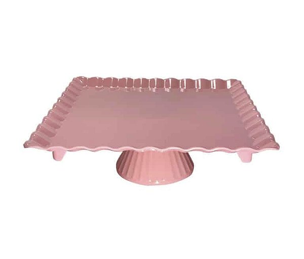 BOLEIRA QUADRADA ROSA BEBE 24X24X8CM UNIDADE