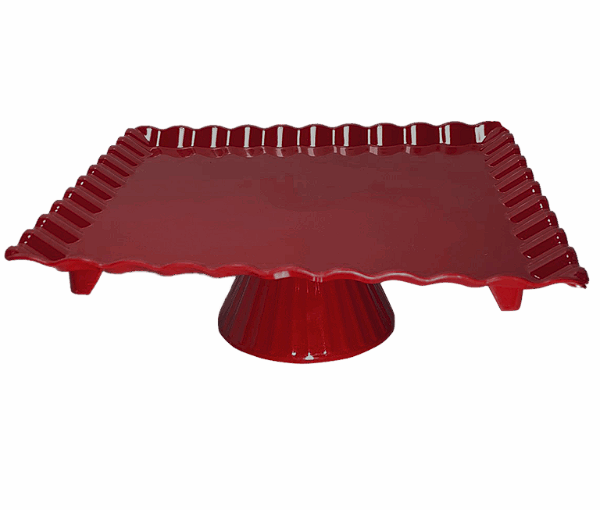 BOLEIRA QUADRADA VERMELHA 24X24X8CM UNIDADE