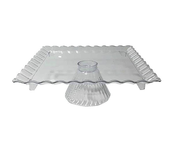 BOLEIRA QUADRADA CRISTAL 24X24X8CM UNIDADE