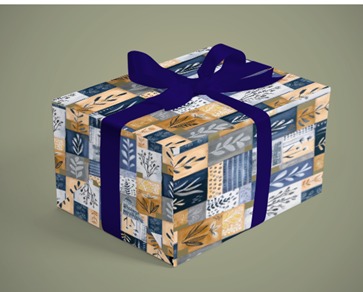 BOBINA DE PRESENTE 40CM FOLHAS COR AZUL REF 362