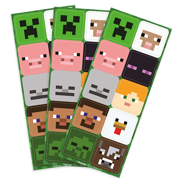 ADESIVO QUADRADO MINECRAFT C/30 UND