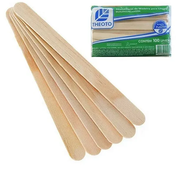 ABAIXADOR DE MADEIRA PARA LINGUA 14CM C/100 UND