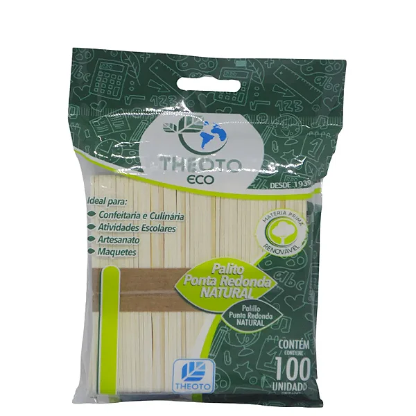 PALITO PONTA REDONDA NATURAL C/100 UND