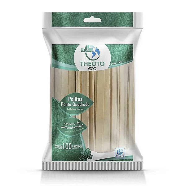 PALITO PONTA QUADRADA NATURAL C/100 UND