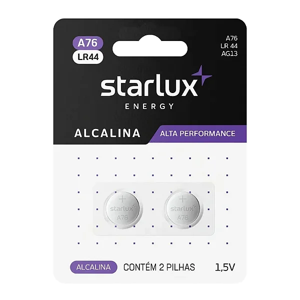 BATERIA ALCALINA A76 LR44 C/2 UND STARLUX ENERGY