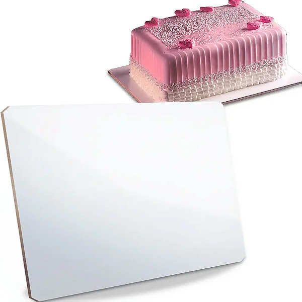 CAKE BOARD RETANGULAR BRANCO EM MDF 3MM 35X40