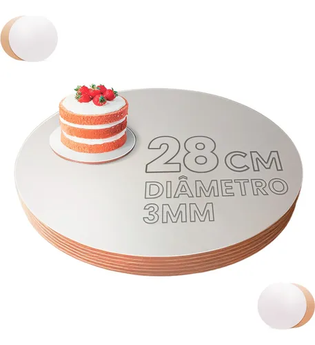 CAKE BOARD REDONDO EM MDF BRANCO N 28CM