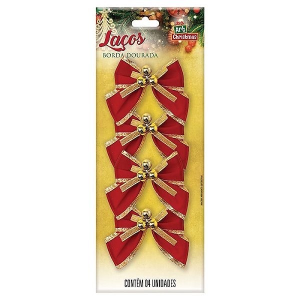 LAÇO BORDA DOURADA 8X8CM C/4 UND