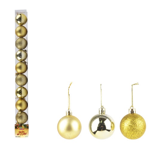 BOLAS DE NATAL DOURADA 5CM C/10 UND