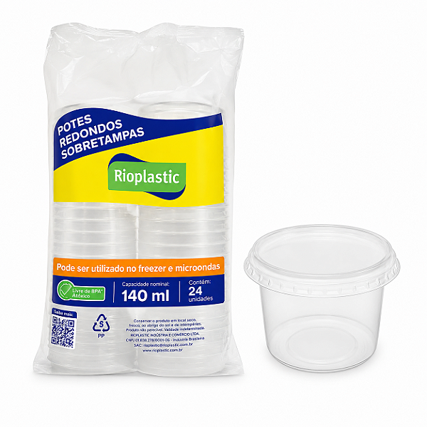KIT POTE COM SOBRETAMPA 140ML COM 24 UNIDADES