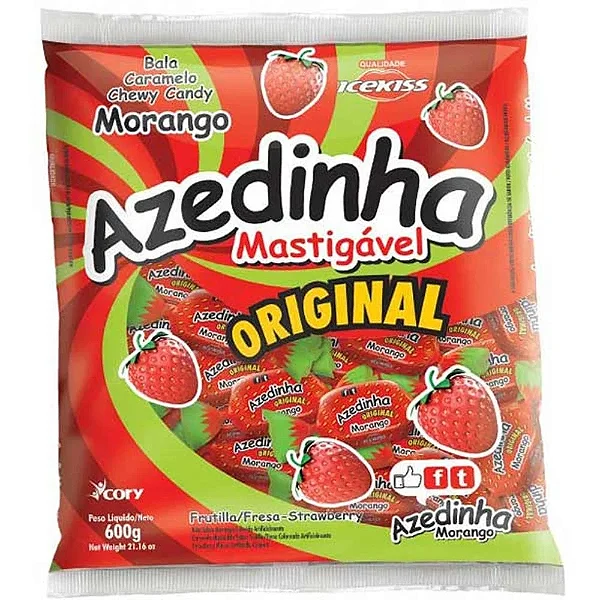 BALA AZEDINHA MASTIGAVEL MORANGO 500GR