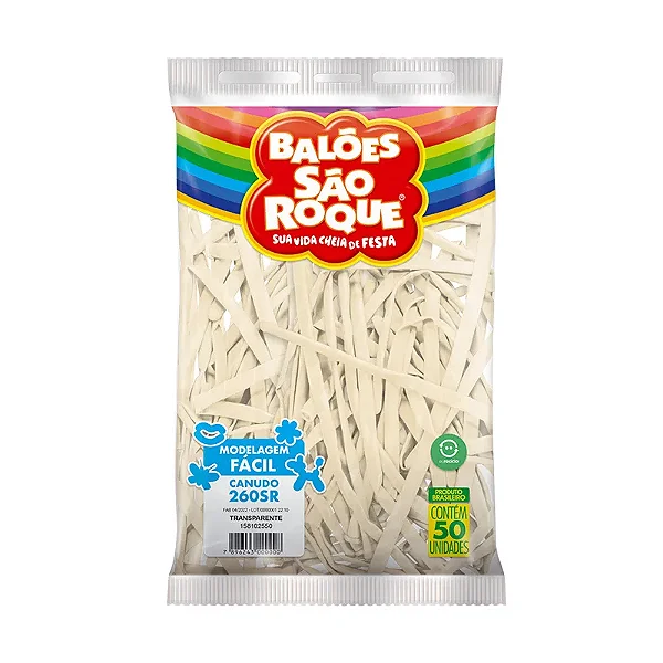 BALAO CANUDO TRANSPARENTE C/50 UND