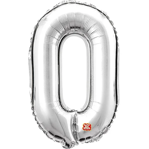 BALAO METALIZADO PRATA 80CM N.0