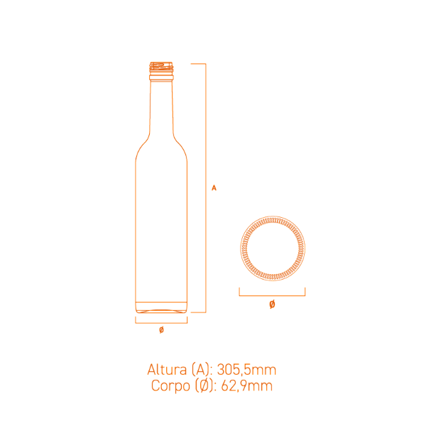 GARRAFA VIDRO CYLINDER 500ML GPP