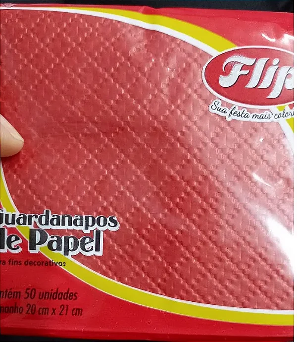 GUARDANAPO 20X21 VERMELHO C/50 UND