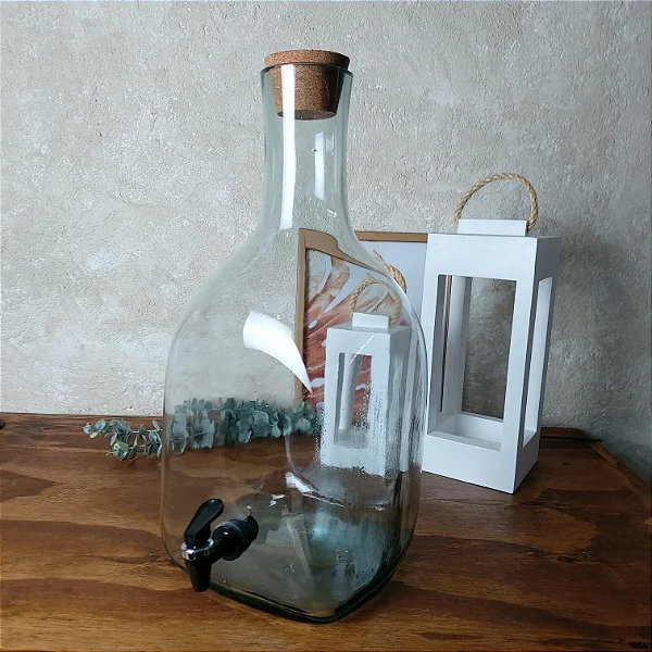 GARRAFAO QUADRADO 10 LITROS COM TORNEIRA E ROLHA