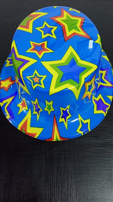 CHAPEU AZUL ESTAMPADO COM ESTRELAS 26X23X8CM